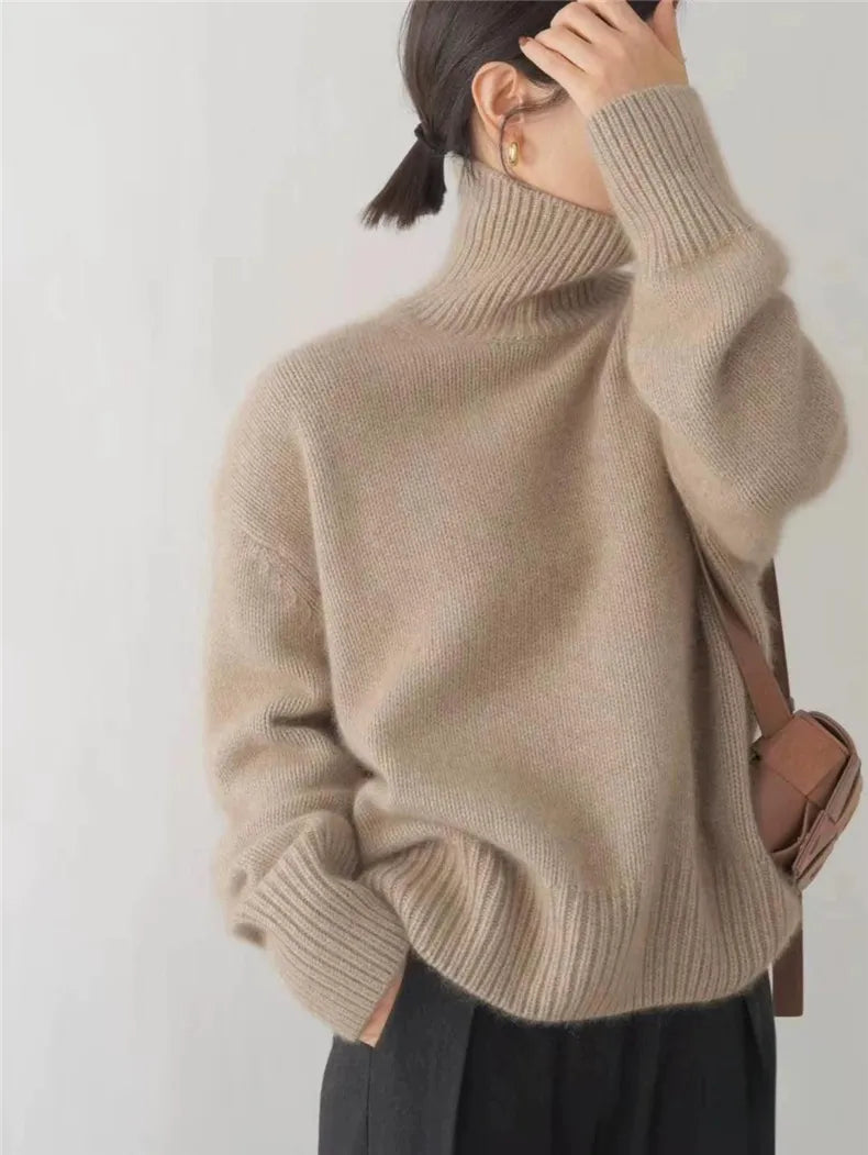 Kvinders Kaschmir Rullekrave Sweater Tidløs Stil 2