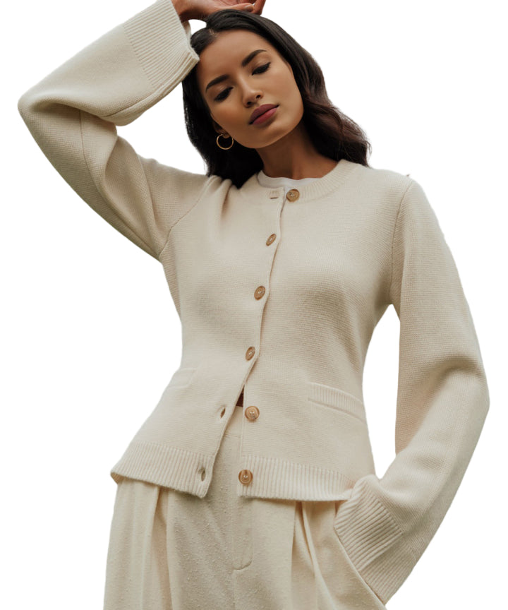 Kvinders Kashmir Cardigan med Knapper 0