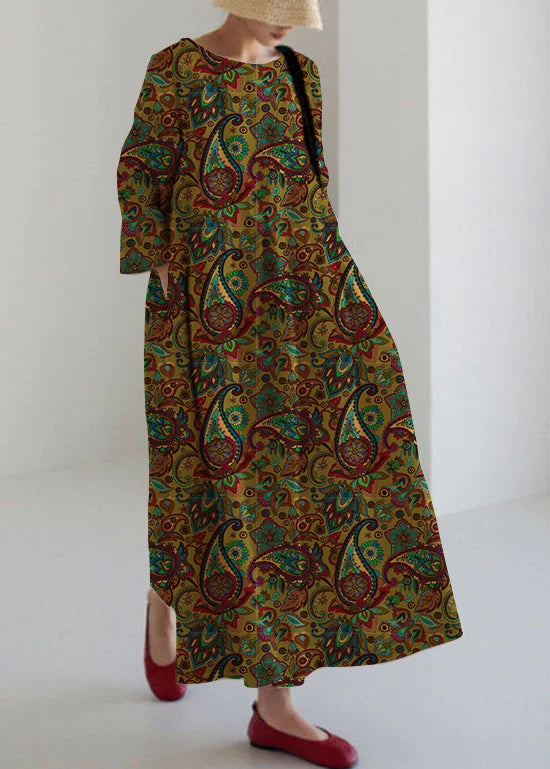 Kvinders Kjole Med Lommer Patchwork Design 7