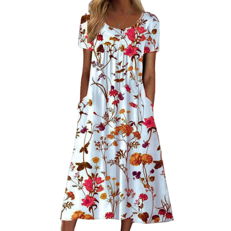 Kvinders Kjole med Blomsterprint og Stilfuldt Design 0