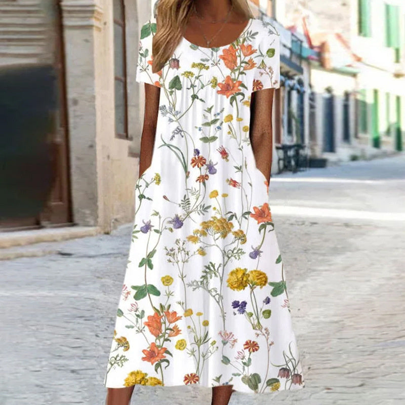 Kvinders Kjole med Blomsterprint og Stilfuldt Design 1