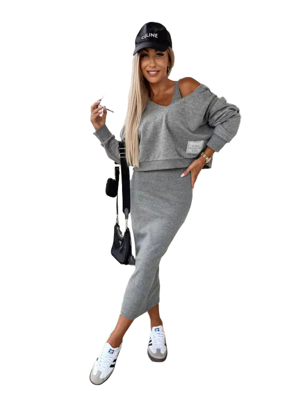 Kvinders Kjole og Cardigan Sæt Trendy 0