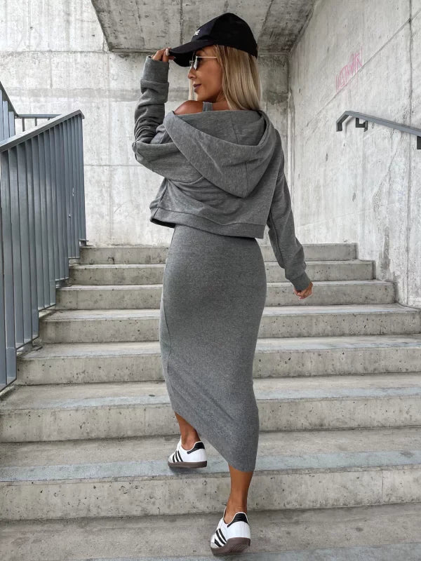 Kvinders Kjole og Cardigan Sæt Trendy 4
