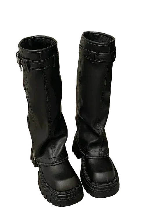 Kvinders Knæhøje Støvler med Rund Tå 0