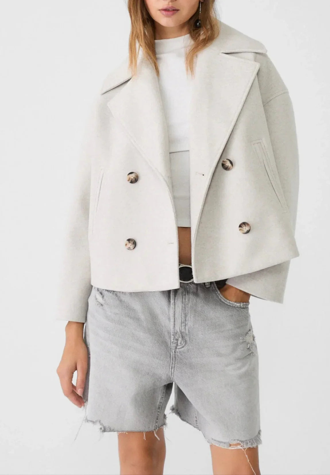 Kvinders Kort Dobbeltradet Blazer Chic 1