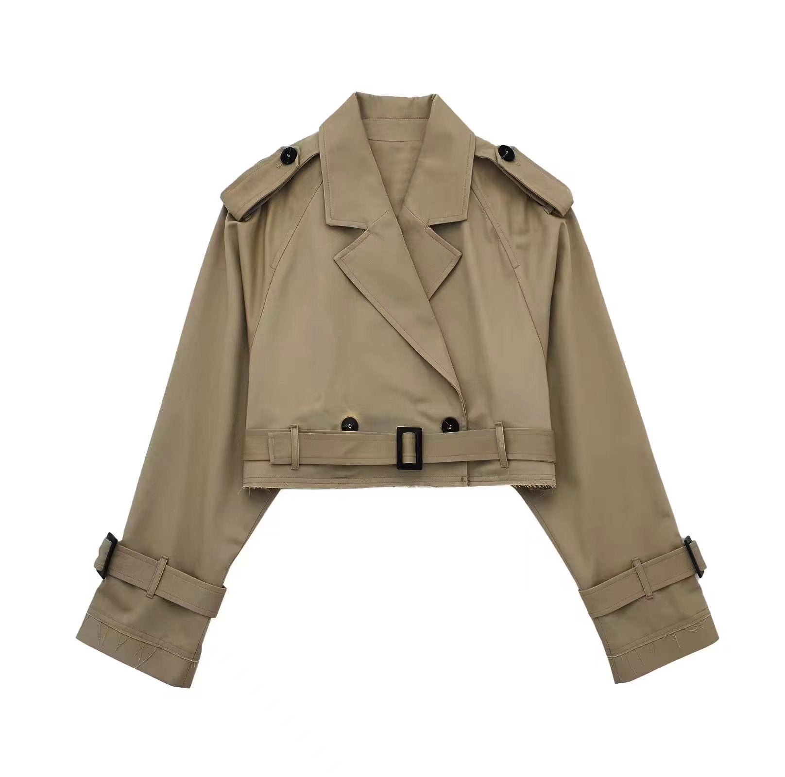 Kvinders Kort Trenchcoat i Klassisk Stil 0