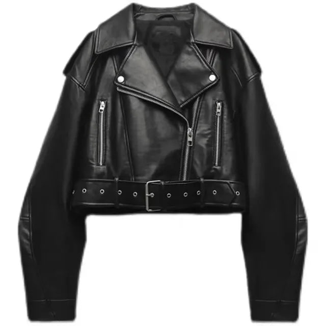 Kvinders Korte Bikerjakke Moderne Stil 0