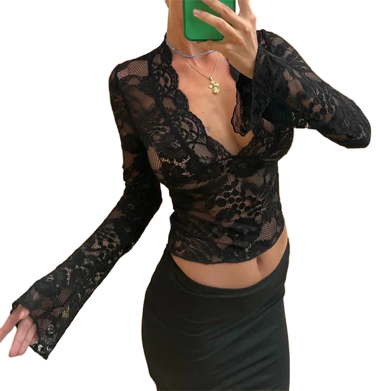 Kvinders Lace Top Elegant og Chic 0