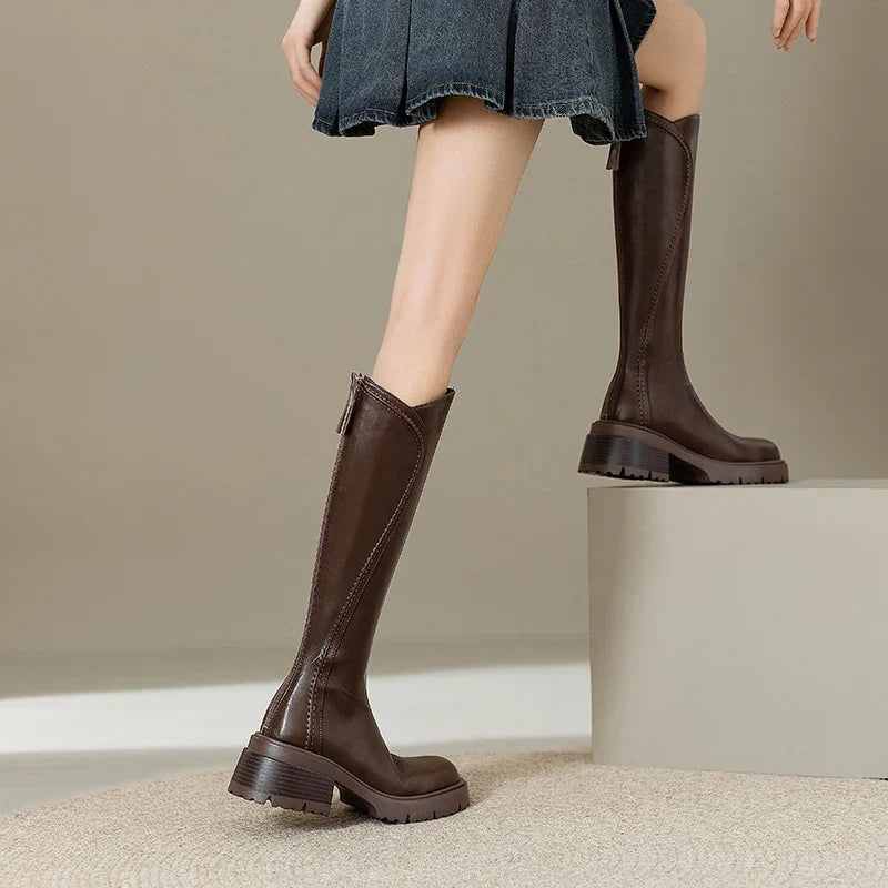 Kvinders Læderstøvler Høje Silhuet 0