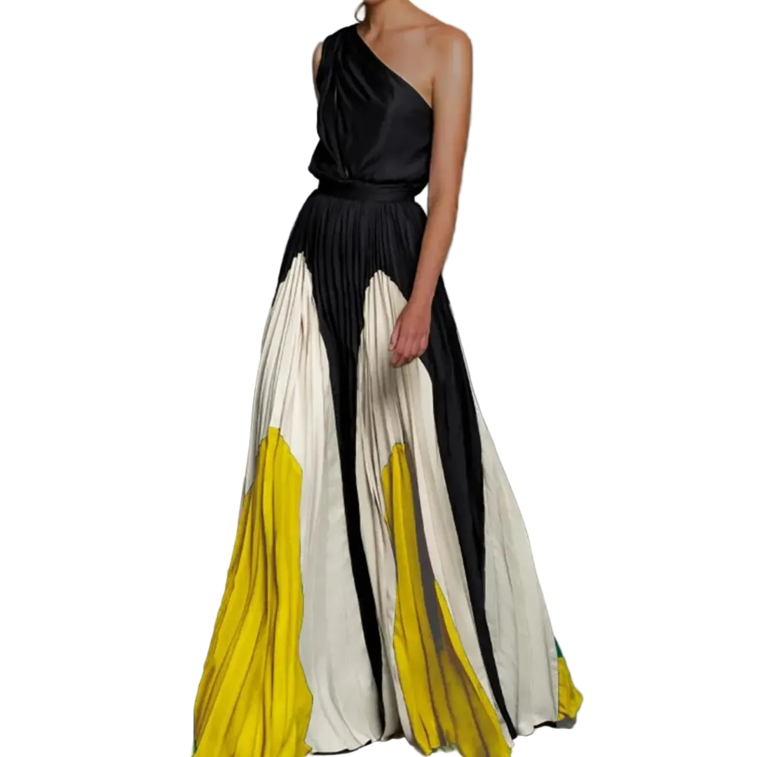 Kvinders Lang Kjole En-Skulder Kunstnerisk Stil 0