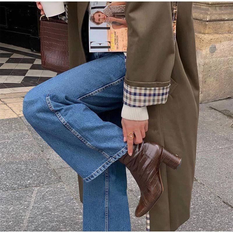 Kvinders Lang Trenchcoat med Gitterfor 1