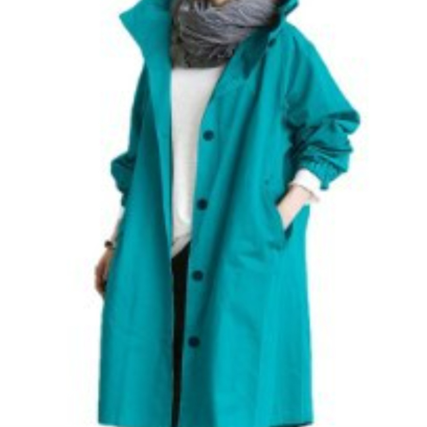 Kvinders Lang Trenchcoat med Hætte 2