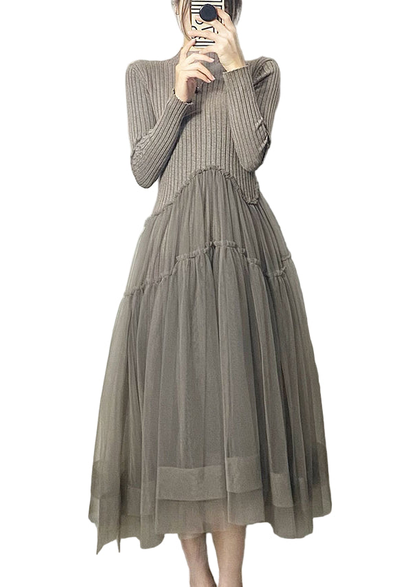 Kvinders Lang Tulle Kjole Asymmetrisk Design Luftig Stil 0