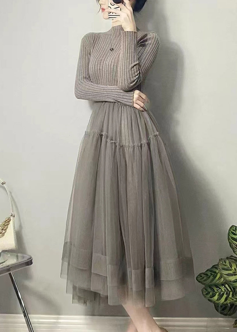 Kvinders Lang Tulle Kjole Asymmetrisk Design Luftig Stil 1