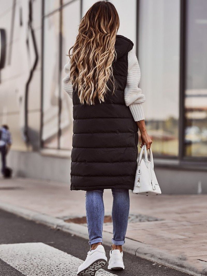 Kvinders Lang Vatteret Vest i Moderne Stil 2