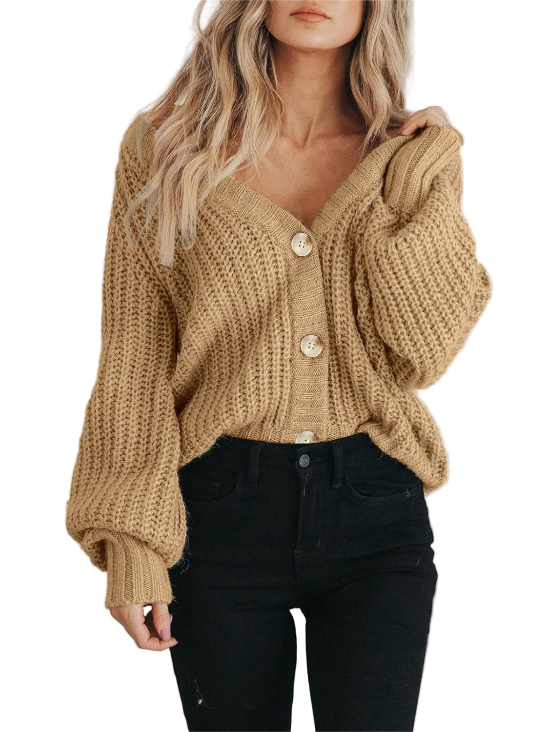 Kvinders Langærmet Cardigan Button Up Polyester 0