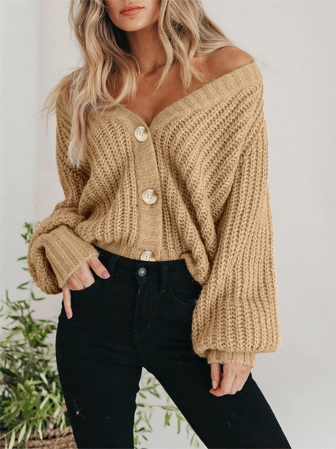 Kvinders Langærmet Cardigan Button Up Polyester 3