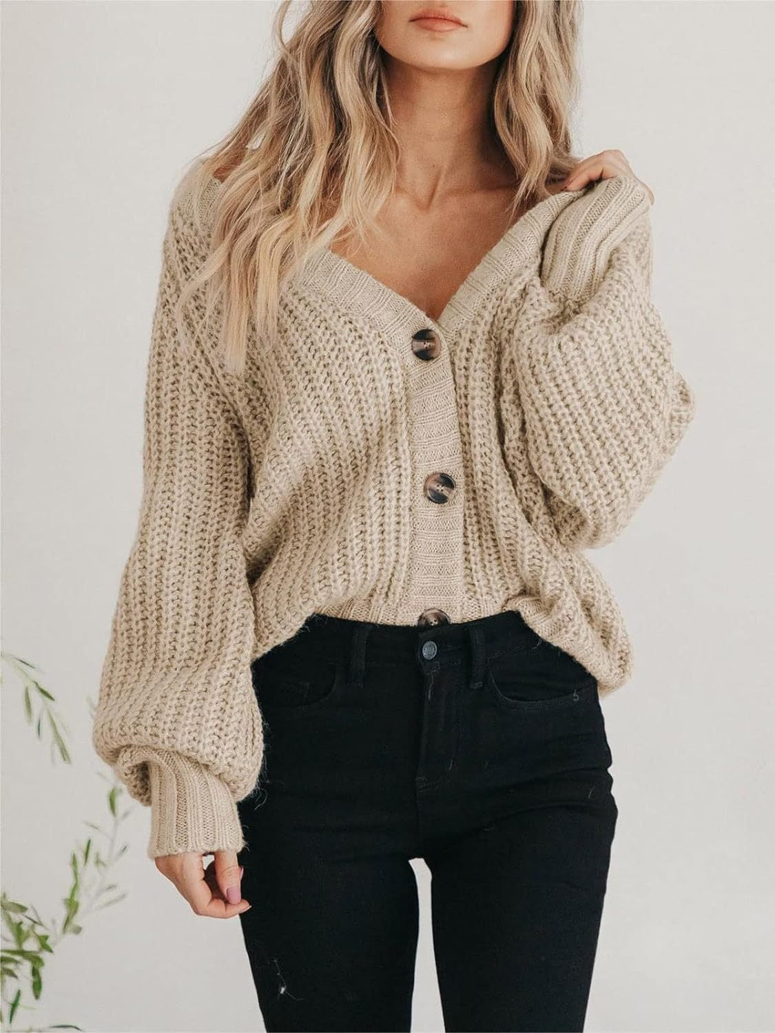 Kvinders Langærmet Cardigan Button Up Polyester 6
