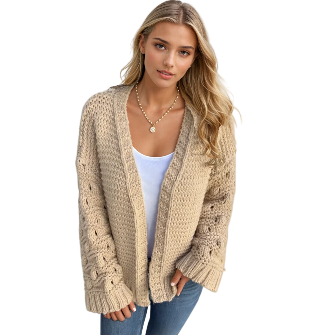 Kvinders Langærmet Cardigan Chunky Strik 0
