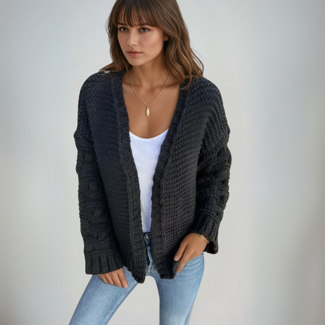 Kvinders Langærmet Cardigan Chunky Strik 1