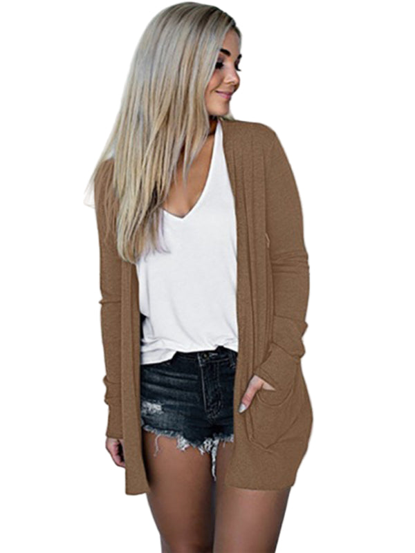 Kvinders Langærmet Cardigan Strikket Polyester Spandex 0