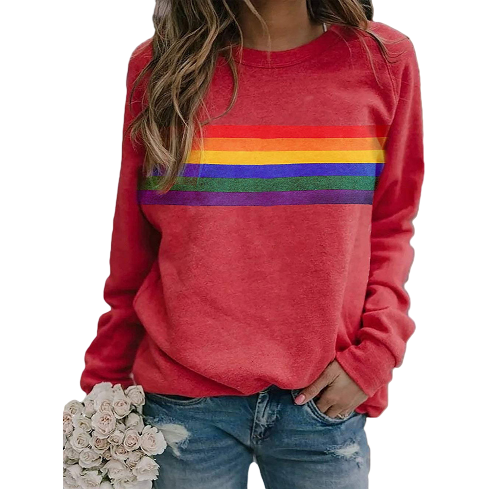 Kvinders Langærmet Sweatshirt med Regnbue Mønster 0