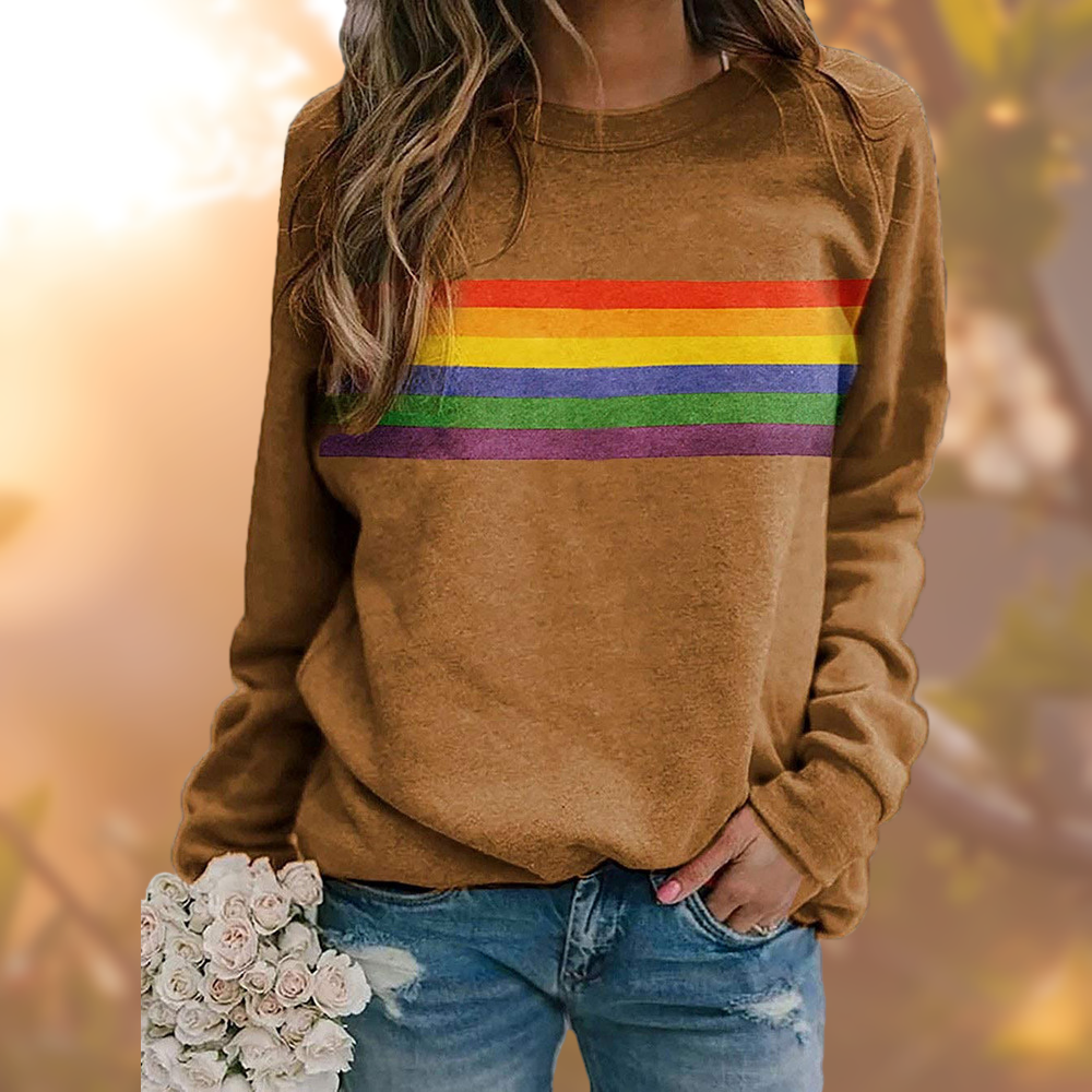 Kvinders Langærmet Sweatshirt med Regnbue Mønster 1