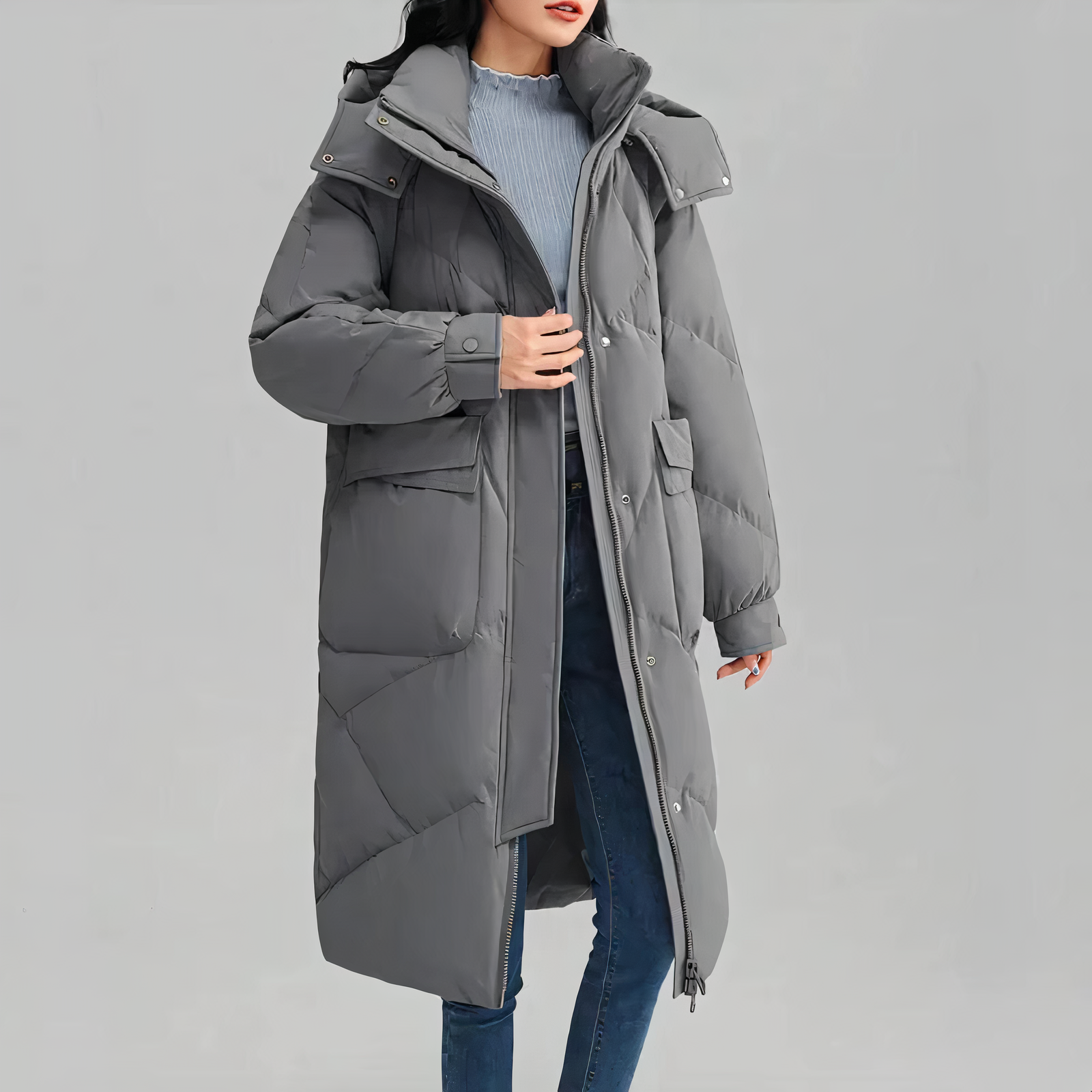 Kvinders Lange Jakke Varm Stilfuld 1