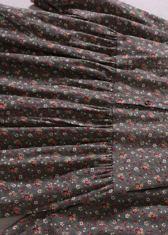 Kvinders Lange Kjole med Rynker og Patchwork Design 2