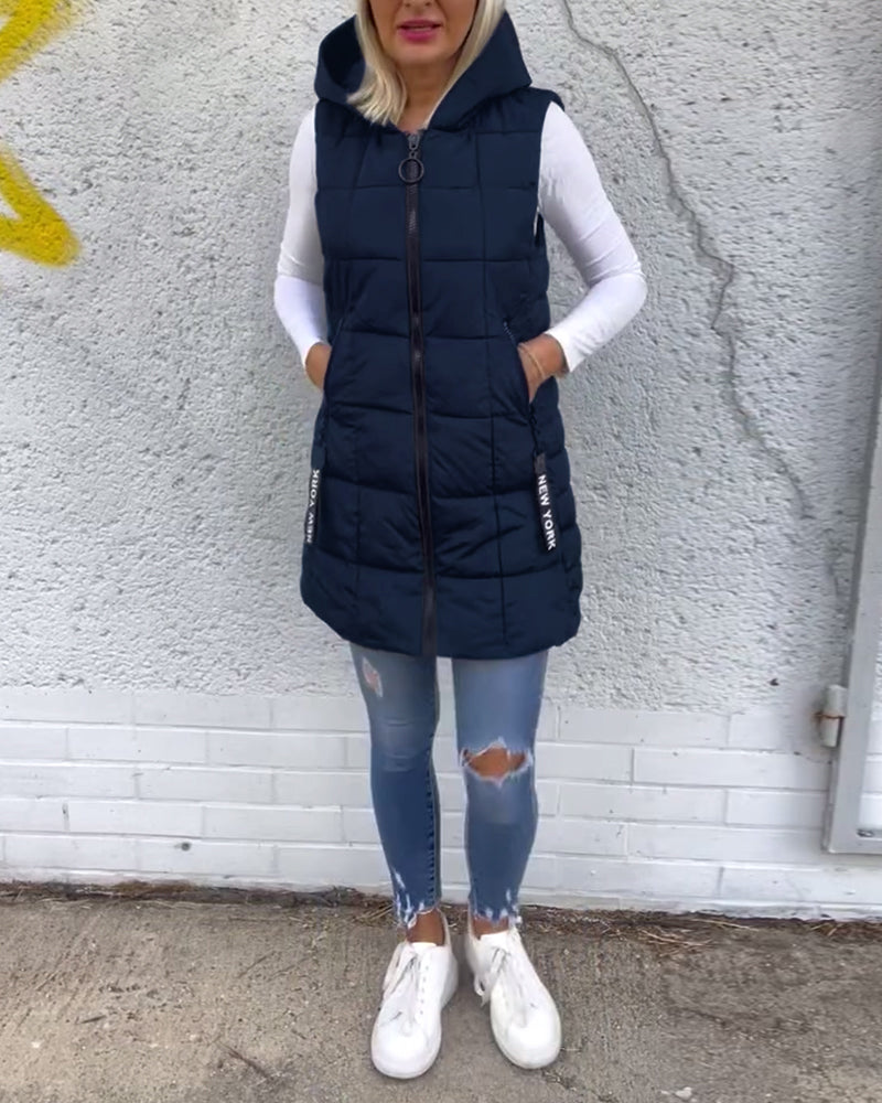 Kvinders Langline Puffer Jakke Uden Ærmer 10