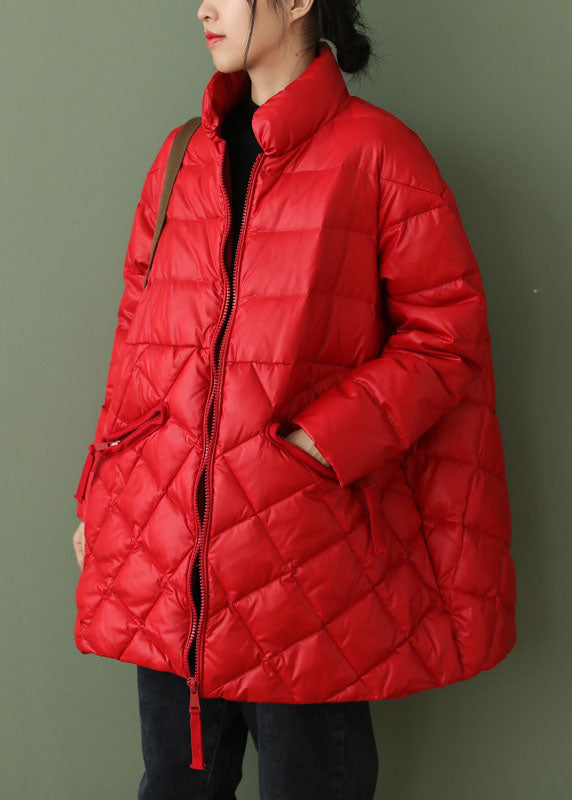 Kvinders Loose Fit Vinter Down Coat med Lynlås Lommer 3