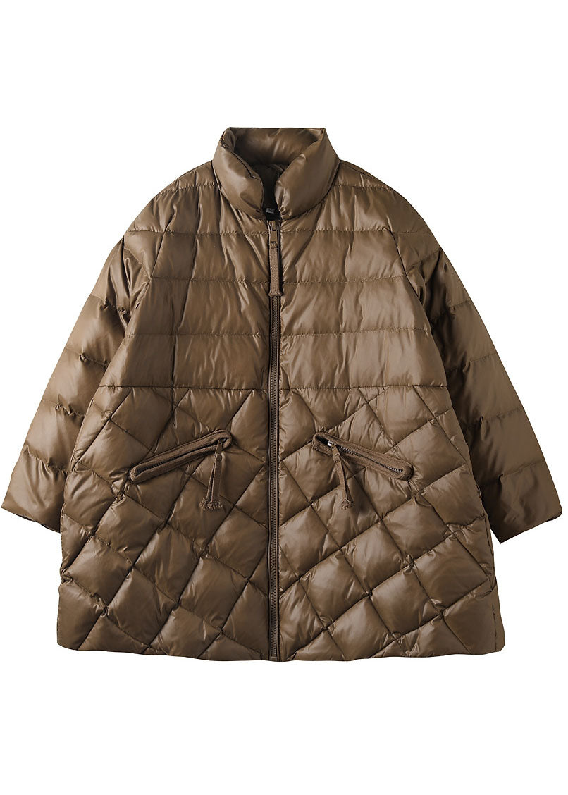 Kvinders Loose Fit Vinter Down Coat med Lynlås Lommer 4