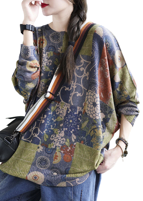 Kvinders Løs O-Hals Sweater med Print til Efteråret 0