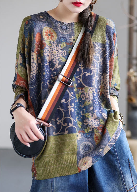 Kvinders Løs O-Hals Sweater med Print til Efteråret 2