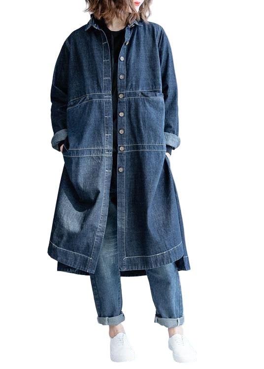 Kvinders Løse Denim Jakke med Åben Side 0