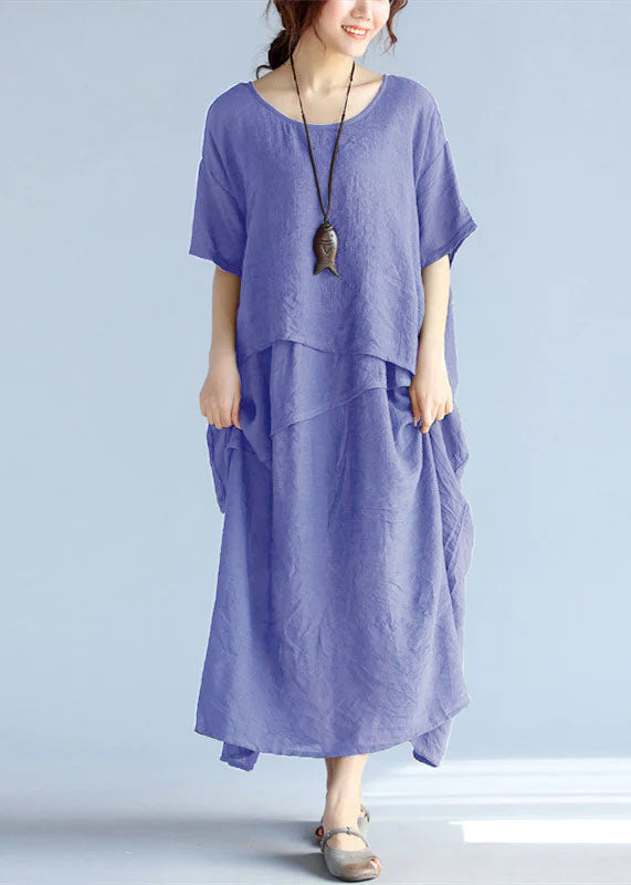 Kvinders Maxi Kjole Lagdelt Linned Oversized 10
