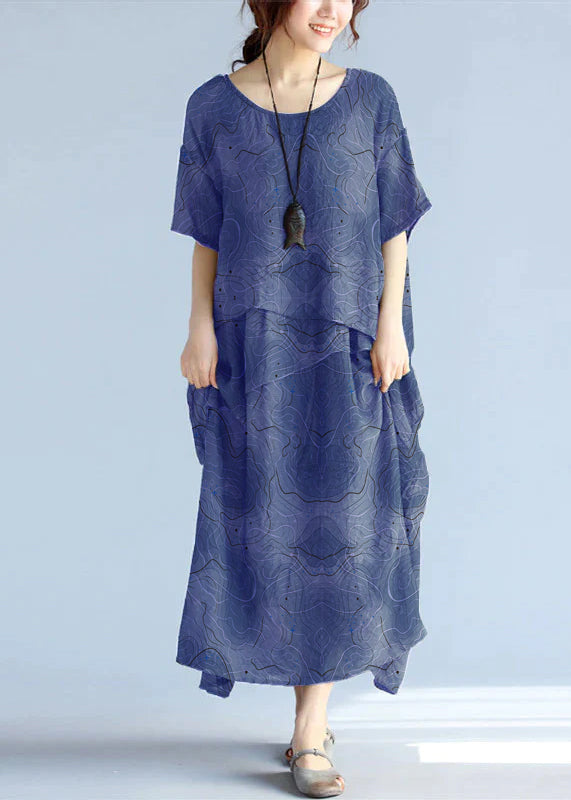 Kvinders Maxi Kjole Lagdelt Linned Oversized 13