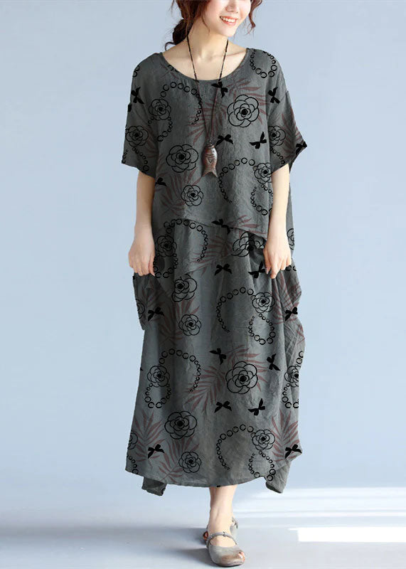 Kvinders Maxi Kjole Lagdelt Linned Oversized 15