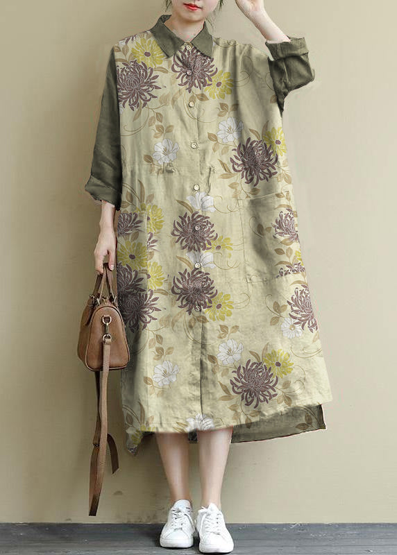 Kvinders Maxi Kjole Linned Oversize Skjortestil 10