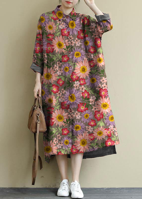 Kvinders Maxi Kjole Linned Oversize Skjortestil 11