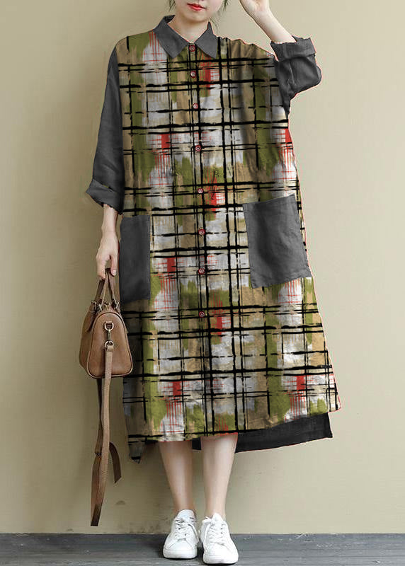 Kvinders Maxi Kjole Linned Oversize Skjortestil 12