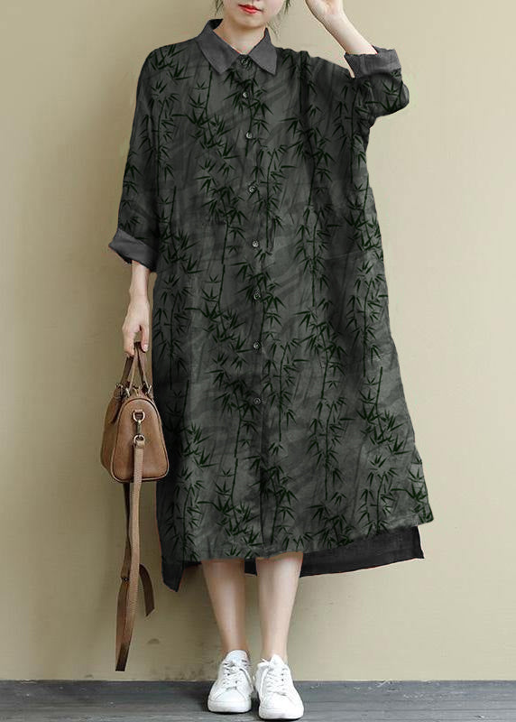 Kvinders Maxi Kjole Linned Oversize Skjortestil 9