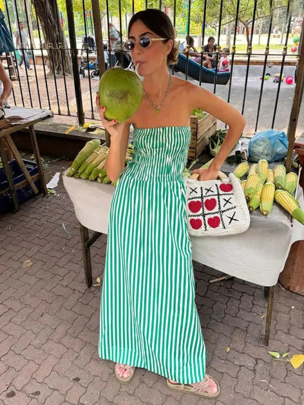Kvinders Maxi Kjole Tube Top Stribet Polyester 2