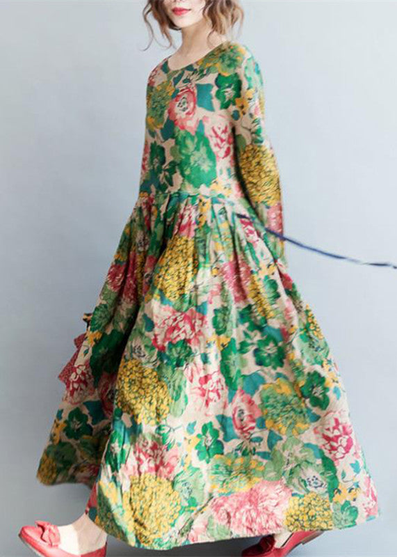 Kvinders Maxi Kjole i Blomsterprint med Bindebånd 4