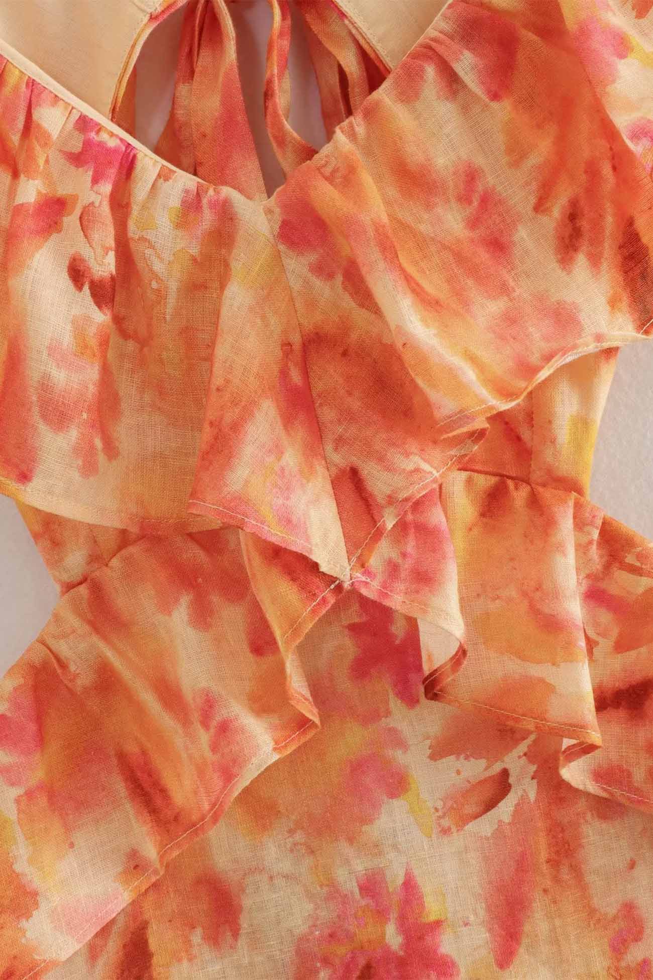 Kvinders Maxikjole Blomstret Flæse 8