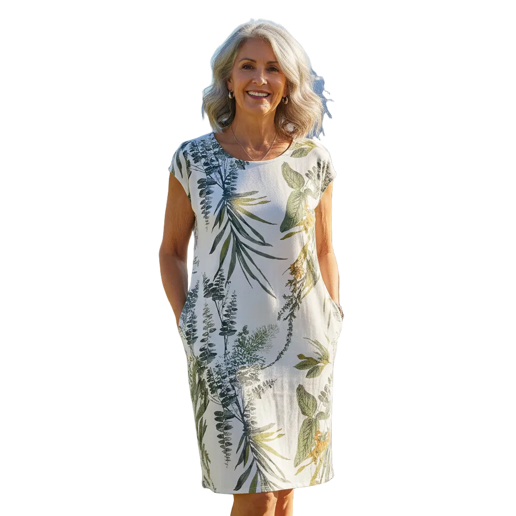 Kvinders Midi Kjole med Stribemønster 0