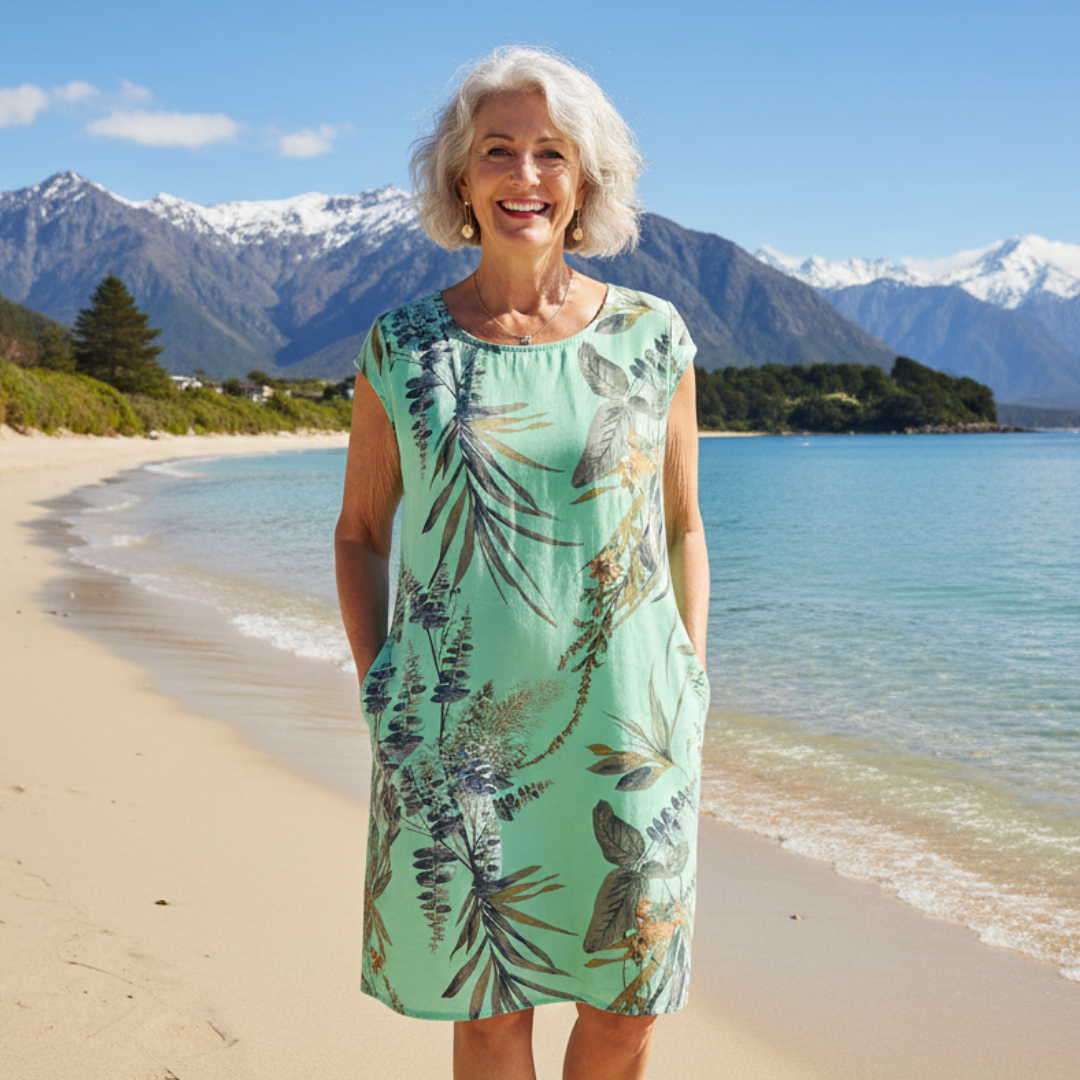 Kvinders Midi Kjole med Stribemønster 2