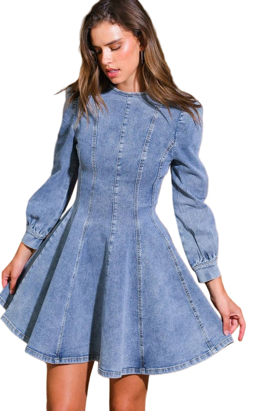 Kvinders Mini Kjole Denim Skater Stil Lettvægt 0