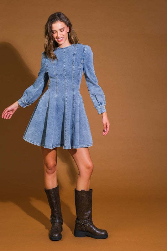 Kvinders Mini Kjole Denim Skater Stil Lettvægt 1