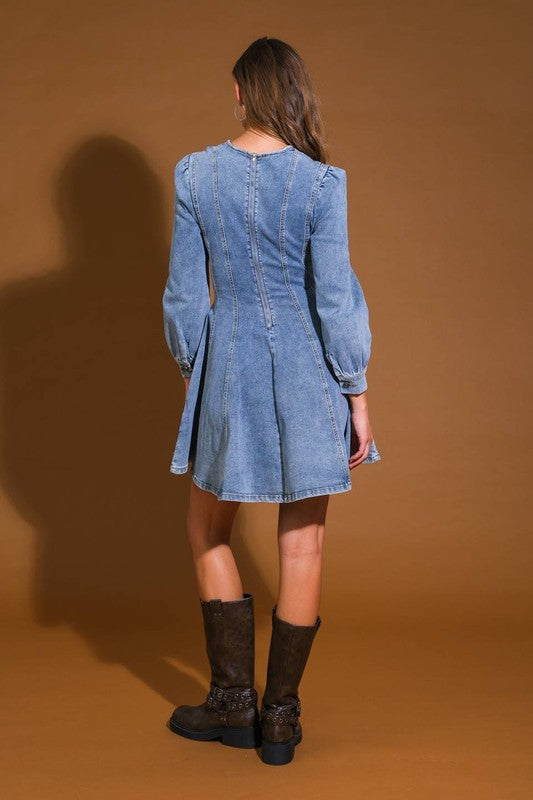 Kvinders Mini Kjole Denim Skater Stil Lettvægt 3